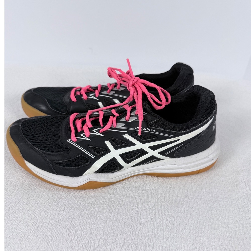 ASICS Upcourt 4 Womens Volleyball Shoes Black White Pink 1072A055 Size 9